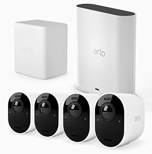 Image of Arlo Ultra 2 Outdoor Smart Home Security Camera CCTV System and FREE extra Battery Pack bundle, 4 Camera kit, white, With Free Trial of Arlo Secure Plan