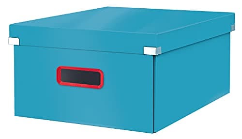 Image of Leitz Click & Store Large Storage Box, Foldable A3 File Box with Lid, Premium Strong Cardboard Container for Home/Office Filing, Cosy Range, Calm Blue, 53490061