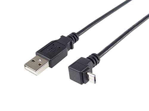 Image of PremiumCord USB - Micro USB Connection Cable 1 m, USB A Male to Micro B Curved Connector 90°, USB 2.0 High Speed Data Cable 480 Mbit/s, 5 Pins, 2x Shielded, AWG28, Colour Black 90°, 1 m