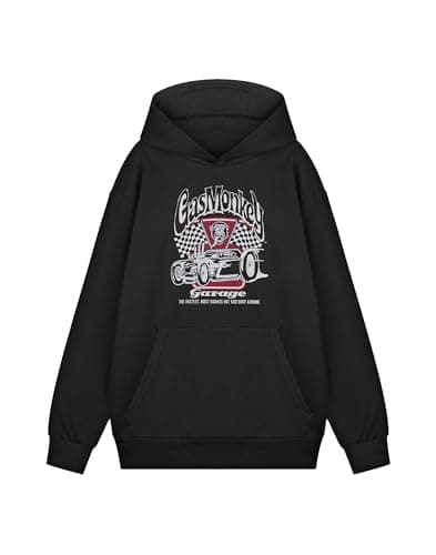 Image of Gas Monkey Mens Hoodie | Adults Checkerboard Race Flags Graphic Hooded Sweatshirt in Black | Distressed American Garage Mechanic Custom Motors Hot Rod Apparel Pullover | GMG Car Merchandise Gift