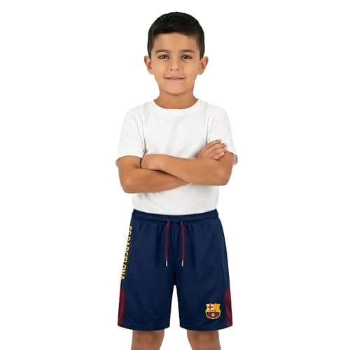Image of Icon Sports Boys Team Soccer Shorts UEFA Champions League Soccer Barcelona, Team Color, Medium (FCB03SH-N2)