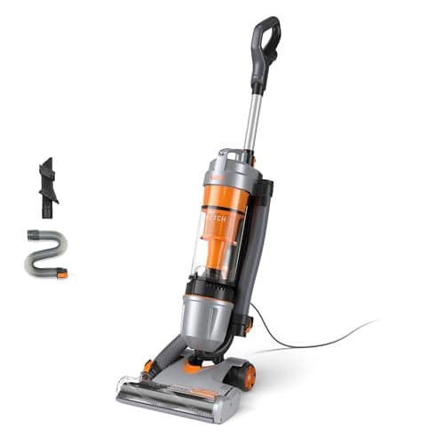 Image of Vax Air Stretch Upright Vacuum Cleaner; Over 17m Reach; High performance, Multi-cyclonic, with No Loss of Suction; Lightweight - U85-AS-Be, Silver and Orange, 820W
