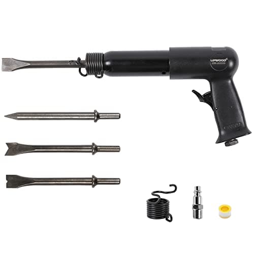 Image of UW-AH250 Long Barrel Air Hammer Kit with Quick Change Retainer and 4 Chisels, 3-5/8 Inch Stroke, 2200 BPM, Light Weight
