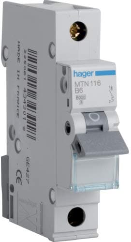 Image of Hager Single Pole MCB Circuit Breaker - 16A