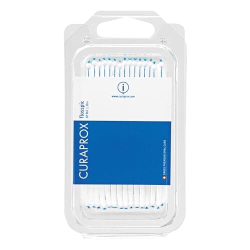 Image of Curaprox Flosspic DF 967 30 Pack Microfibre Dental Floss Toothpicks with Safety Handle
