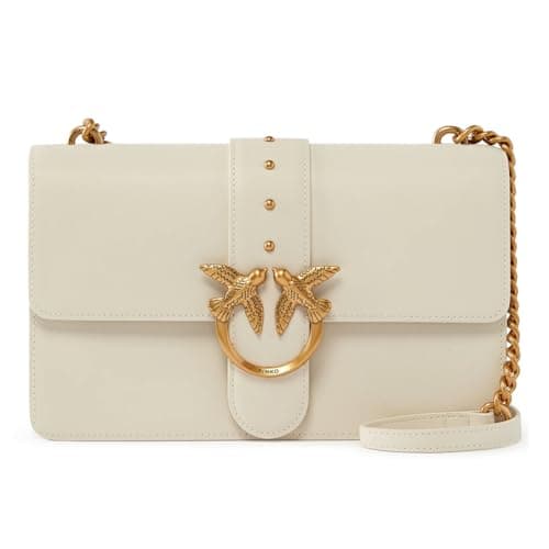 Image of Pinko Love One Classic CL Calf SE, Women's Bag, One Size, Z14q_White Silk-antique Gold, 27X7X16