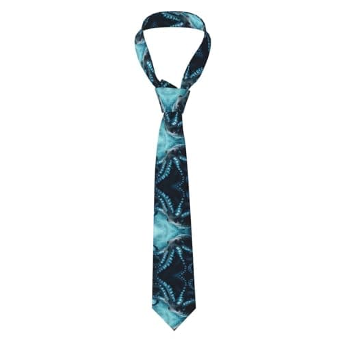 Image of WMASTNjgdA Elegant Mens Ties - Silk-Like Polyester Ties for Men | Customized Unique Patterns | Black, Red, Blue, Gold, Burgundy, White, Brown, Pink, Green & More Deep sea octopus