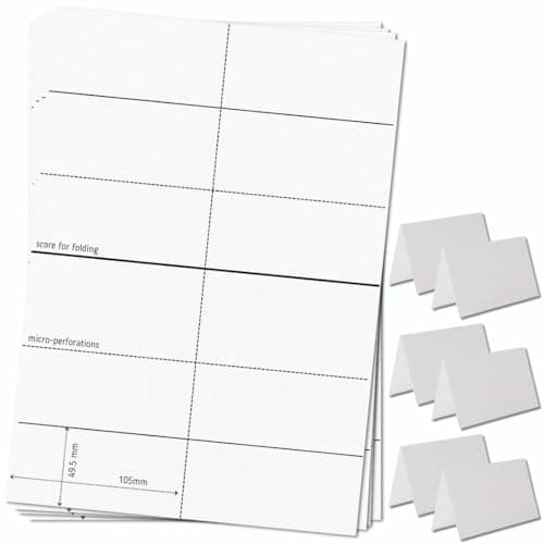 Image of OfficeGear Small Tent Cards 6-up [25 Sheets - 150 Cards] 49.5x105mm Printable A4 170gsm Scored Folding Table Top Name Place Cards for Hotels Weddings Conference Events Incl Design Template