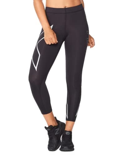 Image of 2XU Womens Core Compression 7/8 Tights, Black/Silver, S
