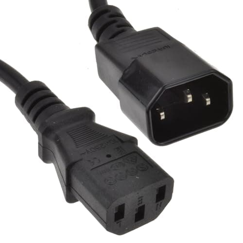 Image of kenable Power Extension Cable IEC C14 Male to C13 Female UPS Lead VDE Approved 1m Black