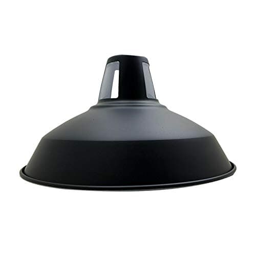 Image of LEDSone Vintage Industrial Pendant Lights Metal Lamp Shades in a Retro Modern Style Antique Shades for Ceiling Lights Lampshades for Lights in Bedroom Kitchen and Bathroom, Black Inner White