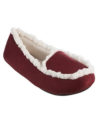 Image of isotoner Women’s Microsuede Alex Moccasin Slippers Small 5/6 (Chili, Small)