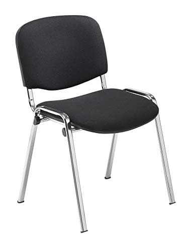 Image of Office Hippo Heavy Duty Meeting Chair, Versatile & Robust Stackable Reception Chair, Office or Conference Chair With Strong Frame & Padded Durable Seat, Up To 115kg Weight - Black/Chrome, Single