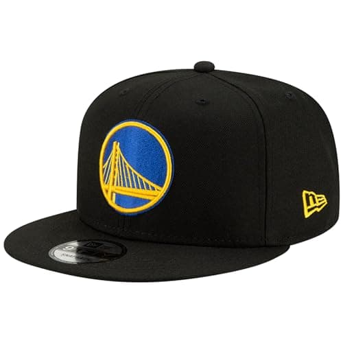 Image of New Era NBA Black 9FIFTY Adjustable Snapback Hat Cap One Size Fits All, Golden State Warriors Black, One Size