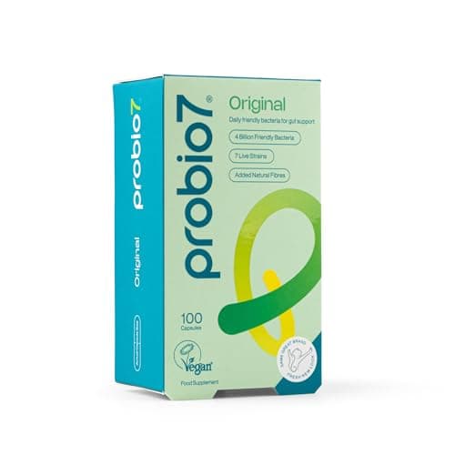 Image of Probio7 Original – Gentle Daily Gut Support | Vegan Approved | with 4 Billion CFU, 7 Live Bacterial Strains + Natural Fibre | Digestive Health Supplements, Probiotics for Gut Health, 100 Capsules