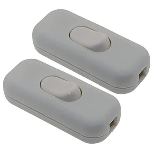 Image of Art Deco Emporium White Twin-Pack Dual Pole Inline Switch for Light Switches, Small Appliance or Lamp Switch Accepts upto Three Core Round or Flat Wire and Flex 6Amp 230V Double Pole Switching