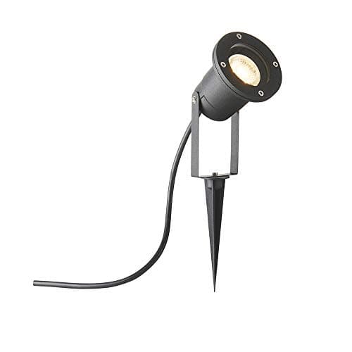 Image of National Lighting Garden Spike Lights, Adjustable Ground or Surface Mounted Lights, Matt Black Outdoor Weatherproof GU10 Spike Lights, Mains Powered Outside Spotlights IP65 Rated - Pack of 4