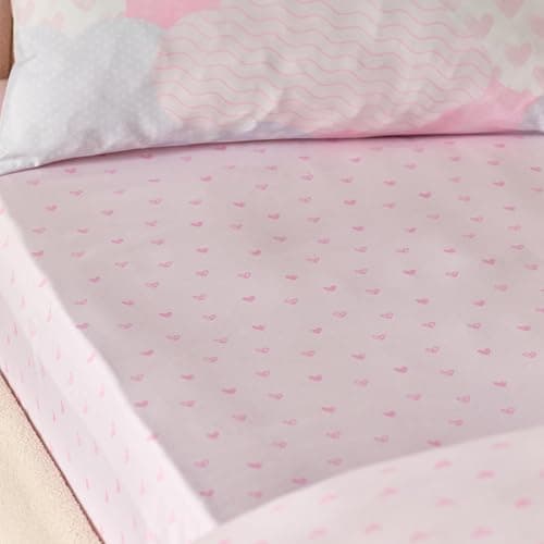 Image of Catherine Lansfield Kids Soft as a Cloud Hearts Single Fitted Sheet Pink