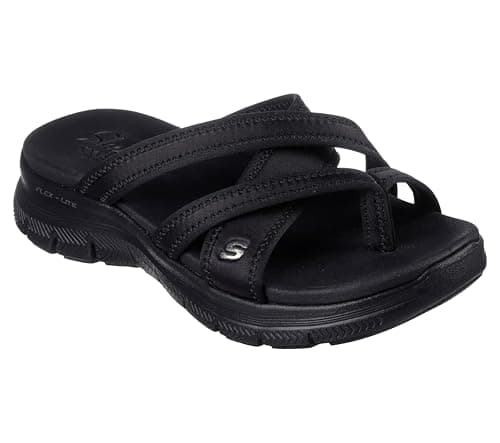 Image of Skechers Women's Flex Appeal 4.0-Startup 3.0 Sport Sandal, Black/Black, 7