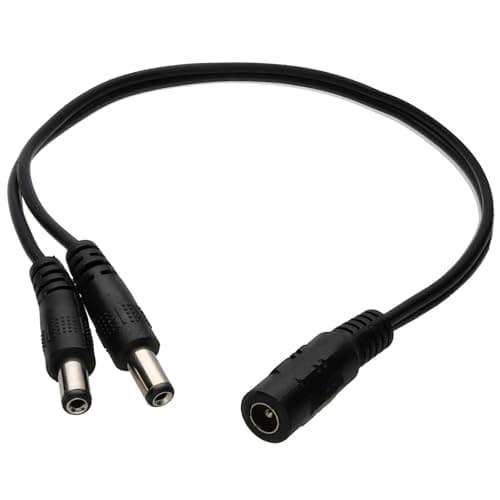 Image of kenable DC Power Splitter Cable 2 Way Adapter 5.5mm x 2.1mm Barrel Jack for CCTV Camera LED 12V 5V PSU Black 2 Output