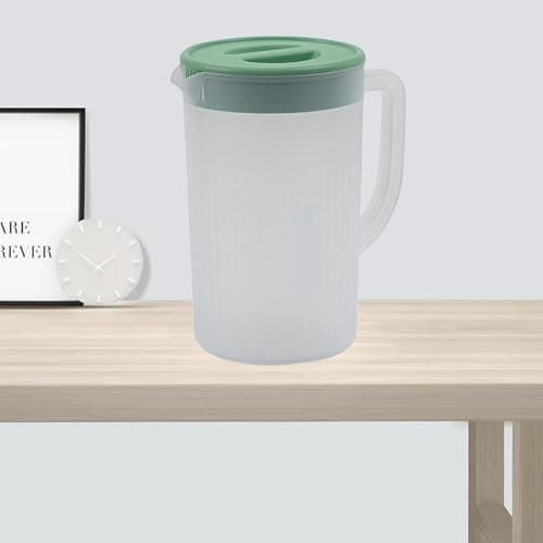 Image of Plastic Pitcher with Lid Large Capacity High Temperature Resistant Cold Water Jug for Tea,for Hot Cold Lemonade Beverage (Matcha Green)