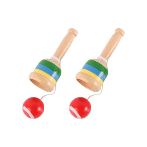 Image of VOANZO 2pcs Wooden Ball Catchers Skill Cup Hand-Eye Coordination Traditional Game Mini Cup Ball Game Toss and Catch Activity Set for Outdoor and Indoor Fun