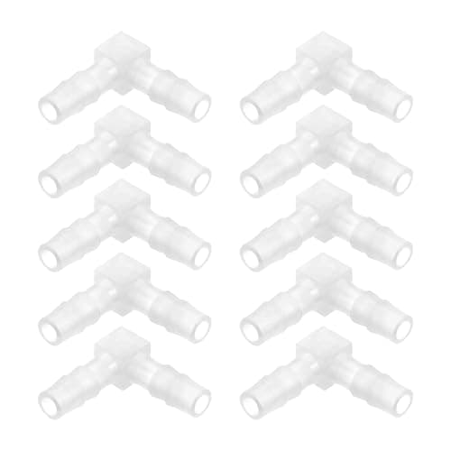 Image of 10-Pack Plastic 90 Degree Elbow Hose Barb Fittings – 4mm Equal Barbed Joint Splicer Mender Adapter Union – L-Shaped Connector for Air, Water, Fuel & Aquarium Tubing