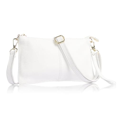 Image of Minicloss Leather Crossbody bags for Women, Small Shoulder Bag Phone Purses Ladies Wristlet Clutch Wallet with Wrist Strap Handbag Multi Pocket Crossbody Phone Bags (white)