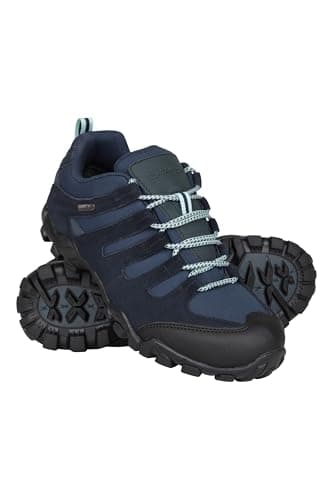 Image of Mountain Warehouse Belfour Womens Walking Shoes - Lightweight Hiking Shoes, Breathable, Lace Up Trainers - for Spring Summer, Trekking, Gym & Running Dark Blue Adult Shoe Size 3