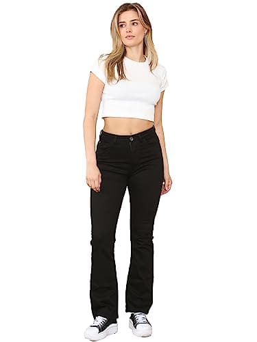 Image of 989Zé ENZO Womens Bootcut Jeans Trousers Ladies Casual Comfort Stretch Denim Pants All Waist Sizes UK EZL430 Jeans Black 8