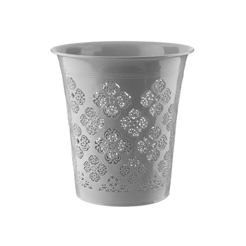 Image of HOMESHOPA 8 Litre Grey Floral Cut-Out Waste Paper Bin – Decorative Lightweight Tapered Rubbish Bin for Bedroom, Office, Bathroom & Home Use