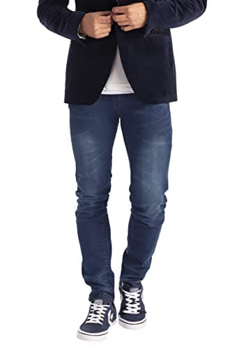 Image of Men's Slim -Fit Jeans Stretch Straight Leg Casual Cotton Classic 5 Pocket Heavy Duty Work Denim Trousers Denim Pants All Waist Sizes Basic Denim Jeans - Discontinued Colours (Dark Wash, 32W x 32L)