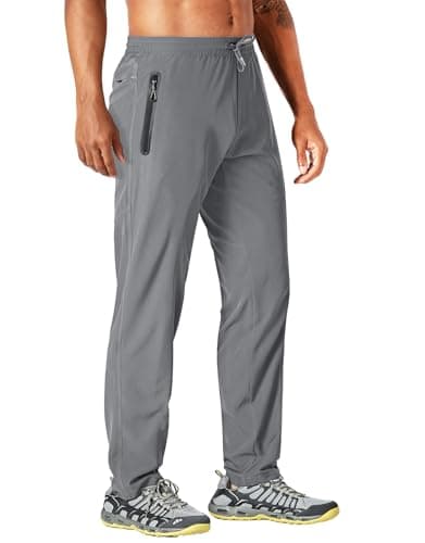 Image of MAGCOMSEN Men's Joggers Bottoms Lightweight Running Trousers Stretch Casual Trousers with Zipper Pockets Light Grey, 36