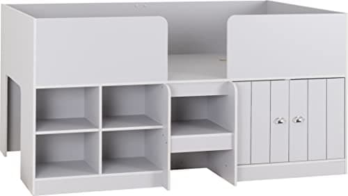 Image of Kelsey Stores Orlando Low Sleeper Bed With Storage 3ft Single Children Mid Sleeper Bed Frame In Dove Grey