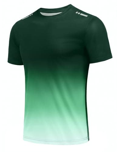 Image of PINSPARK Mens T-Shirts Gym Tops for Men Quick Dry Running Shirts Sport Athletic Top UPF 50+ Short Sleeve Moisture Wicking Workout T Shirt Green L