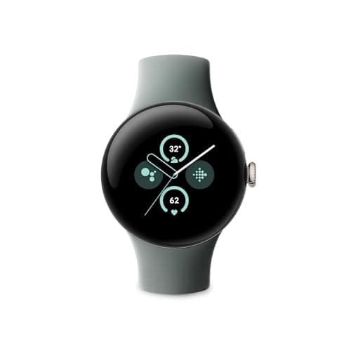 Image of Google Pixel Watch 2 with the best of Fitbit Heart rate tracking, stress management, safety features – Android smartwatch – Champagne Gold Aluminium Case – Hazel Active Band – Wi-Fi (Renewed)