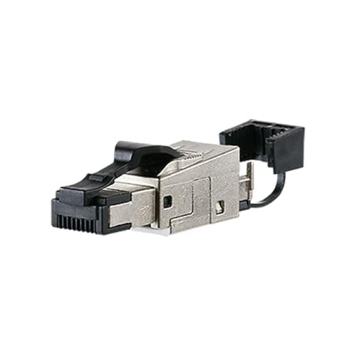 Image of Metz CONNECT 130E405032-E Wire Connector RJ-45 Black/Silver Wire Connectors (RJ-45, Black, Silver, IP20, 50 V, 1 A, 49.8 x 13.8 x 16.5 mm)