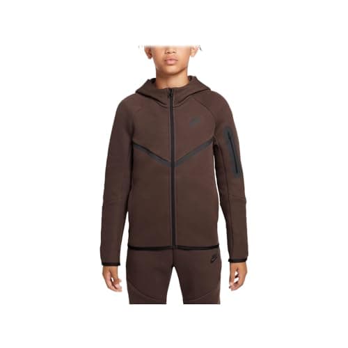Image of NIKE Nike Sportswear Tech Fleece Full-Zip Hoodie - Boy/A Jacket Kids (Pack of 1), Baroque Brown/Baroque Brown/Black/Black, M