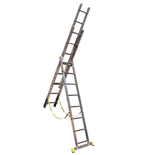 Image of Trade Master Pro® 3 Section Stair Combi-All-in-One Extension Ladder, Step Ladder & Free Standing Ladders | Lightweight Aluminium | 150kg Weight Rating | EN131 Certified | Size: 3x8