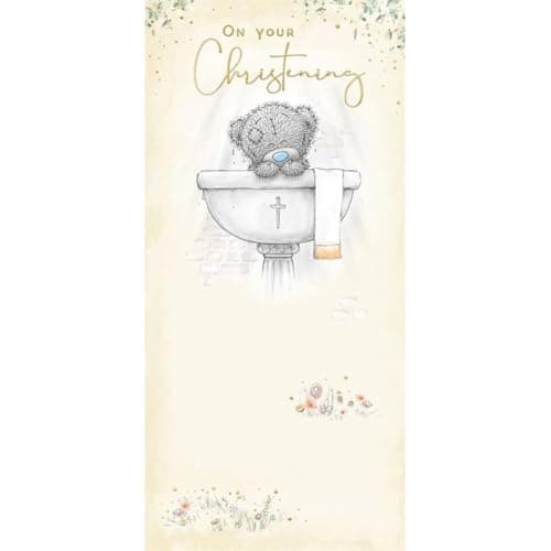 Image of Me to You Bear On Your Christening Card With Gold Foil Detail 4x8 inches - Official Collection