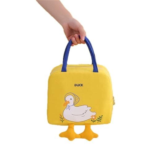Image of zalati Lunch Bag Insulated Cooler Tote Food Carry Bag Cute Pattern with Zipper for Lunch, Picnic, Travel - Duck & Feet