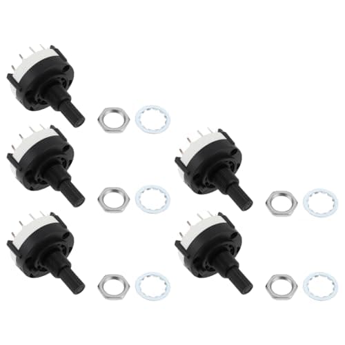 Image of OTOTEC 5pcs Rotary Switch 26x38mm Step Switch 0.3 A 125-250V for PCB Mounting (2 Pole 6 Way)