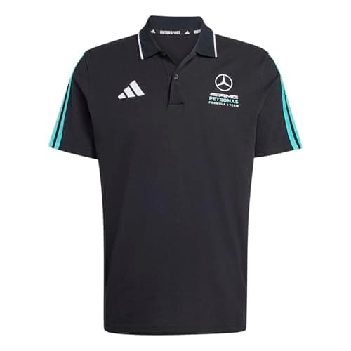 Image of adidas Men's Mercedes - AMG Petronas Formula 1 Team DNA Polo, Black/semi Mint Rush, L