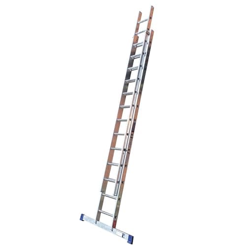 Image of TB Davies TRADE Double Extension Ladder, 3.5 Meter / 11.48 Feet, Extends To 6.0 Meters / 19.68 Feet, Comfort D-shaped Rungs, 3-Year Warranty, EN131 Professional