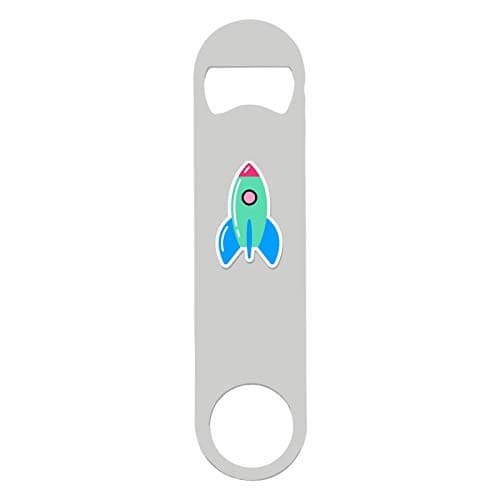 Image of Pop Art Icons (Sticker Style 21) Rocket Ship Printed bar Blade with Bottle Opener - White Double Sided Print