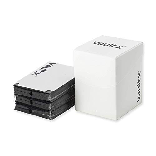 Image of Vault X Large Standard Deck Box with 150 Black Sleeves, fits 100+ Sleeved Trading Cards (White)