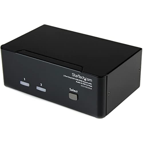Image of StarTech.com DVI KVM Switch with Audio & USB 2.0 Hub – 2-Port USB KVM Switch - 1920 x 1200 - Dual Monitor KVM Switch (SV231DD2DUA)