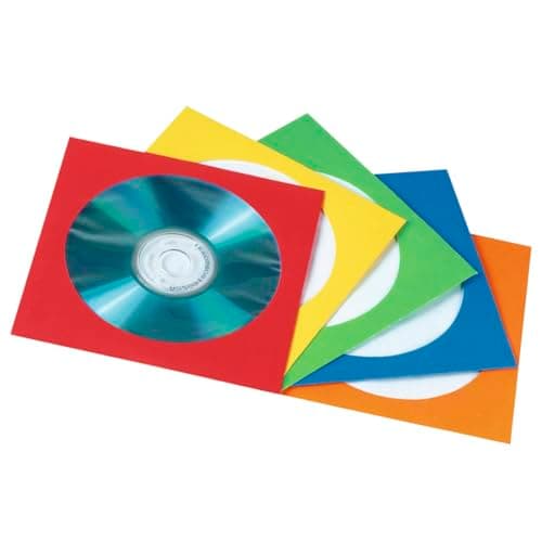 Image of Hama CD/DVD Protective Paper Sleeves, Assorted Colours, Pack of 100