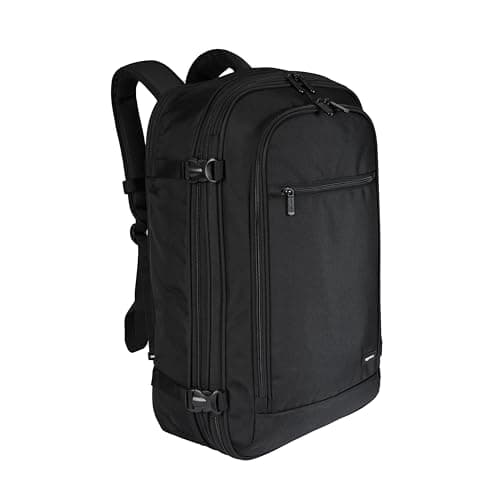 Image of Amazon Basics 40L Travel Backpack, Cabin Hand Luggage (51x38x20cm), Padded Straps, 17" Laptop Compartment, Organized Pockets - Black