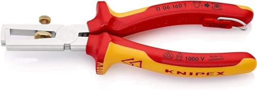 Image of KNIPEX Insulation Stripper with Opening Spring, Universal Chrome-Plated Insulated with Multi-Component Grips, VDE-Tested with Integrated, 11 06 160 T